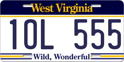 WV license plate 1OL555