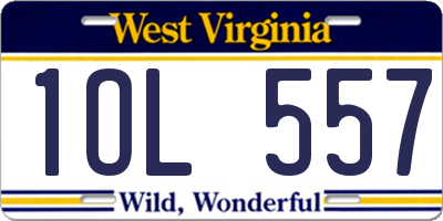 WV license plate 1OL557