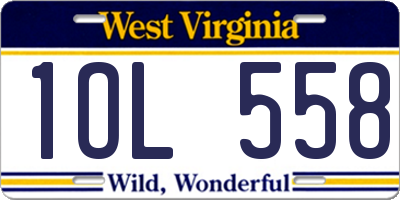 WV license plate 1OL558
