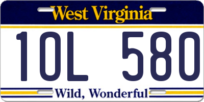 WV license plate 1OL580