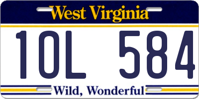 WV license plate 1OL584