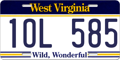 WV license plate 1OL585