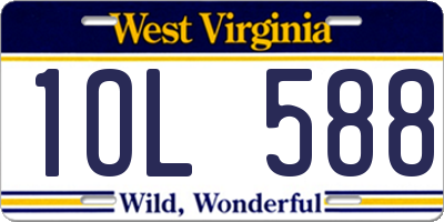 WV license plate 1OL588
