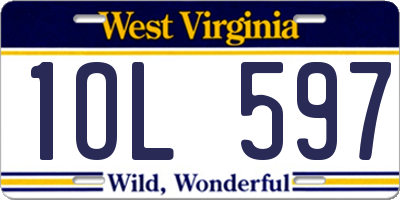 WV license plate 1OL597