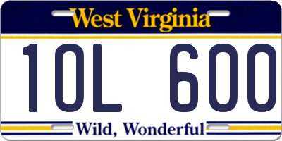 WV license plate 1OL600