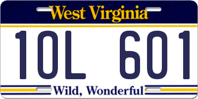 WV license plate 1OL601