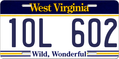 WV license plate 1OL602