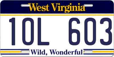 WV license plate 1OL603