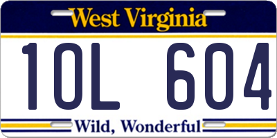 WV license plate 1OL604