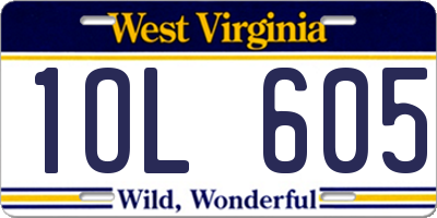 WV license plate 1OL605