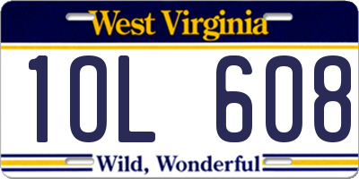 WV license plate 1OL608
