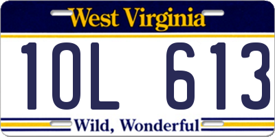 WV license plate 1OL613