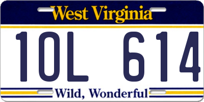 WV license plate 1OL614