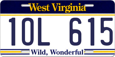 WV license plate 1OL615