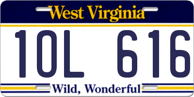 WV license plate 1OL616