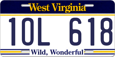 WV license plate 1OL618