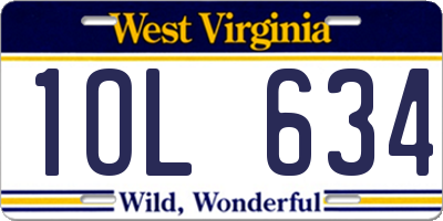WV license plate 1OL634