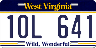 WV license plate 1OL641