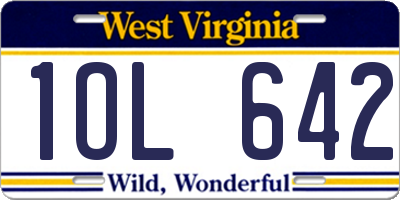 WV license plate 1OL642