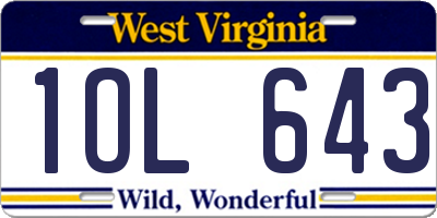 WV license plate 1OL643