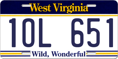 WV license plate 1OL651