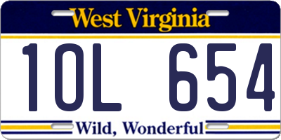 WV license plate 1OL654