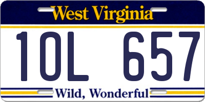 WV license plate 1OL657