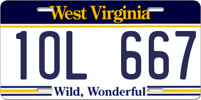 WV license plate 1OL667