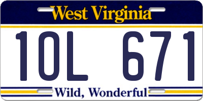 WV license plate 1OL671