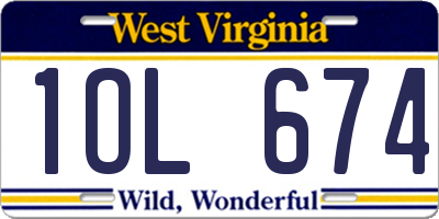 WV license plate 1OL674
