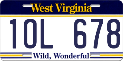 WV license plate 1OL678