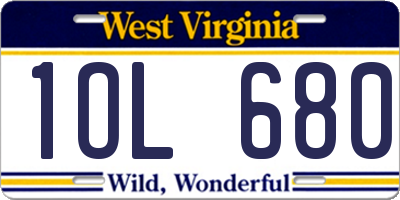 WV license plate 1OL680