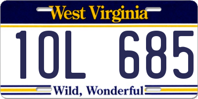 WV license plate 1OL685