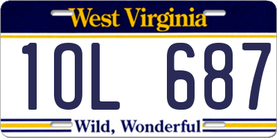 WV license plate 1OL687