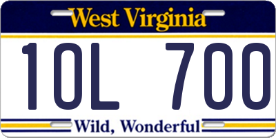 WV license plate 1OL700
