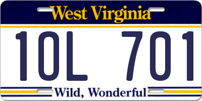 WV license plate 1OL701