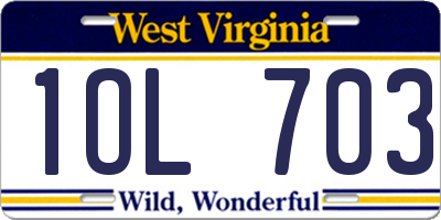 WV license plate 1OL703