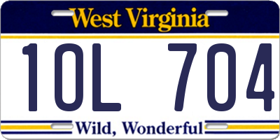 WV license plate 1OL704
