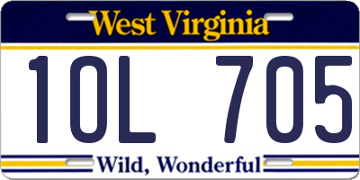 WV license plate 1OL705