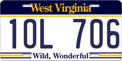 WV license plate 1OL706