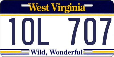 WV license plate 1OL707