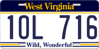 WV license plate 1OL716