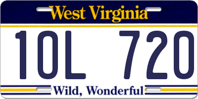 WV license plate 1OL720