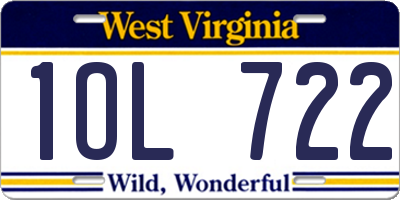 WV license plate 1OL722