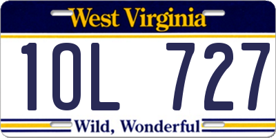WV license plate 1OL727