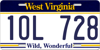 WV license plate 1OL728