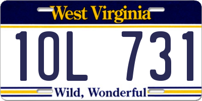 WV license plate 1OL731