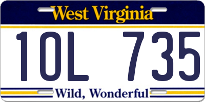 WV license plate 1OL735