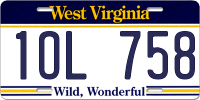 WV license plate 1OL758