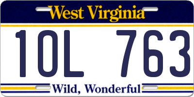 WV license plate 1OL763